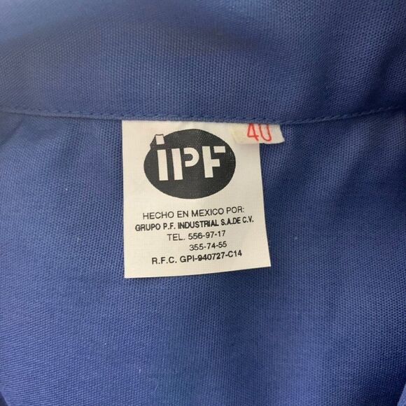 Corona Extra Button Up Work Shirt L Blue Embroidered Long Sleeve Pockets Collar - Picture 7 of 7